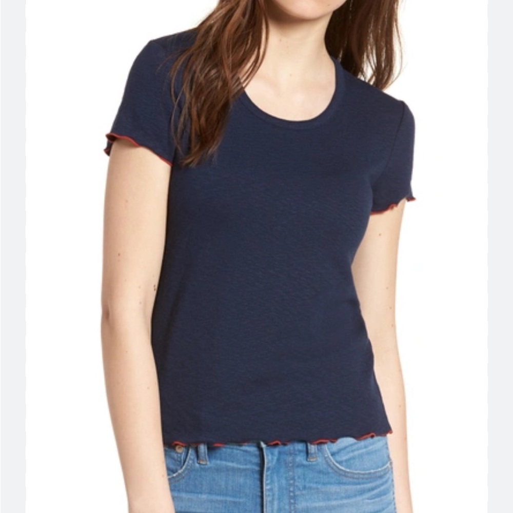 Madewell baby tee navy with red detailing S